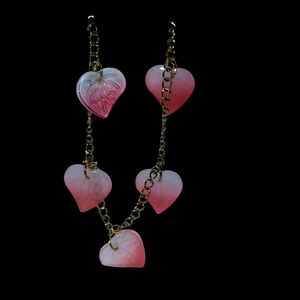 Pink Heart-shaped Leaf Bracelet in Gold